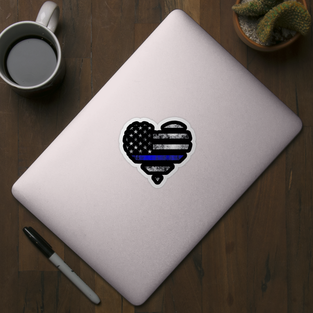 Police Wife Big Heart Flag T Shirt The Thin Blue Line Family by Sinclairmccallsavd